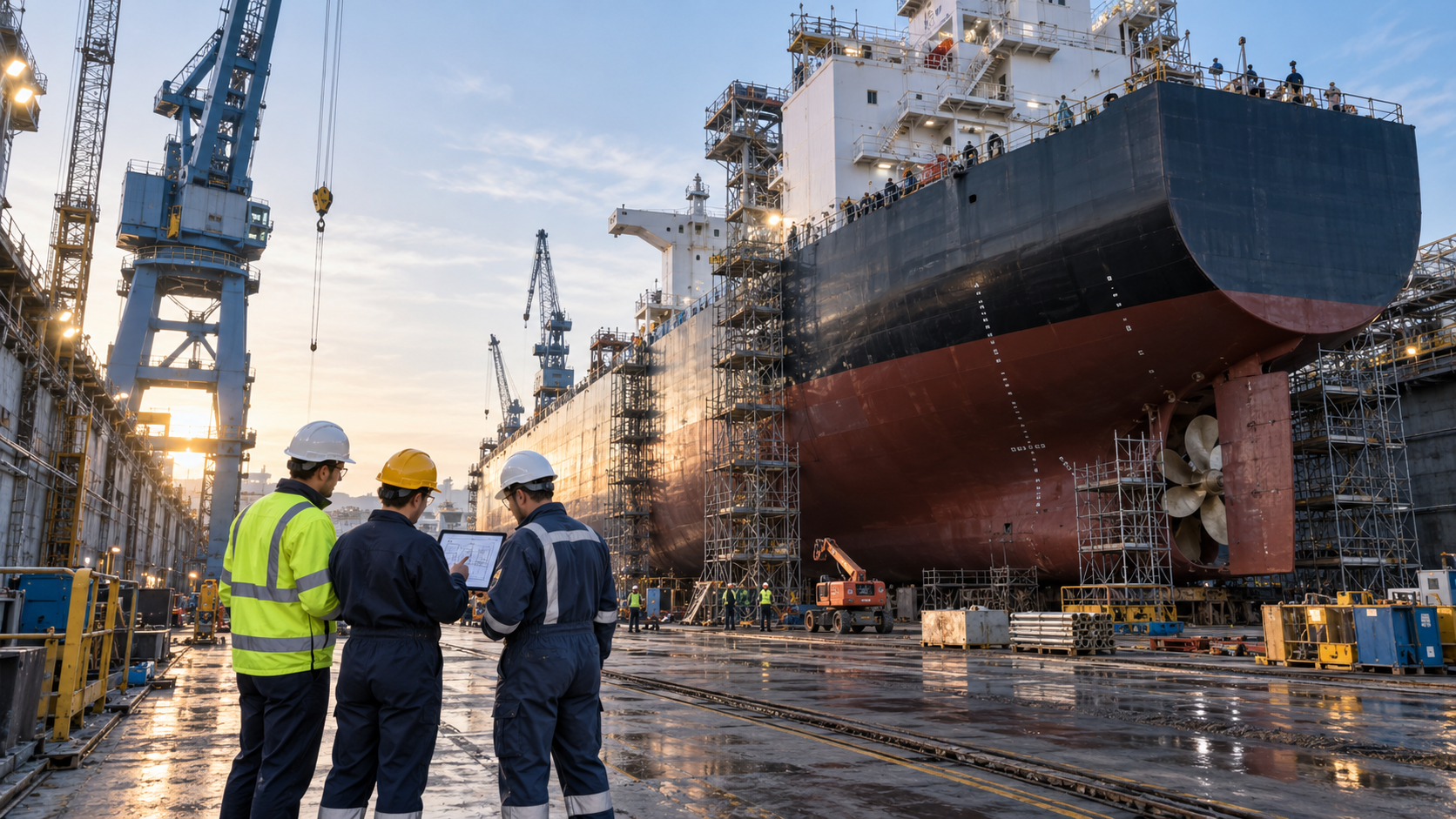 Marine engineers at shipyard — P-Con marine and offshore workforce solutions